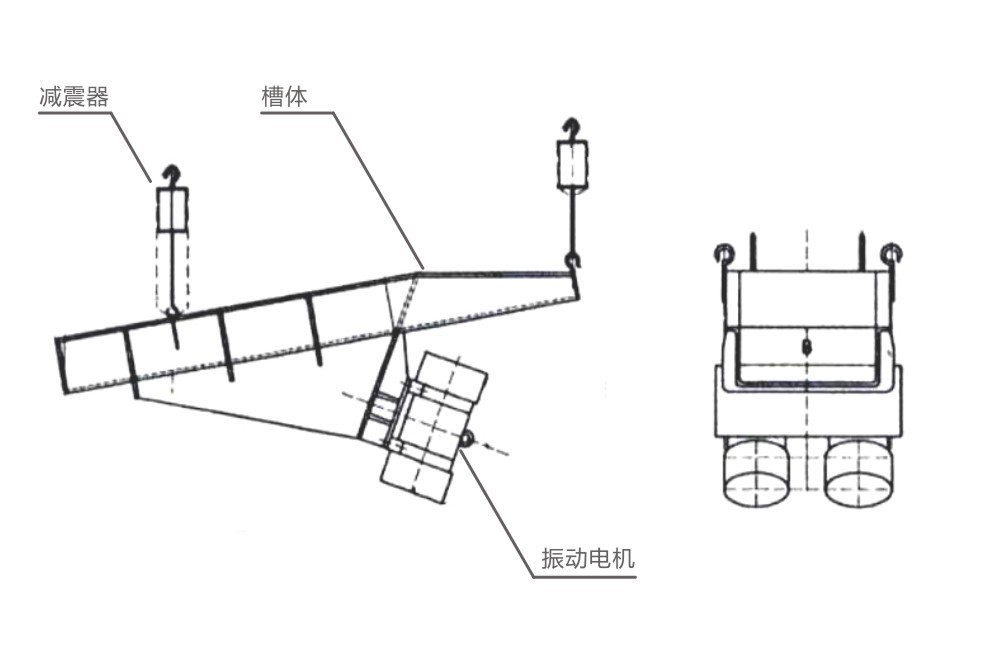 電機振動給料機安裝結構示意圖 電機振動給料機安裝結構示意圖