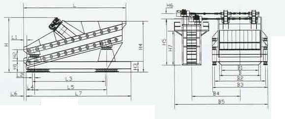激振器式彈臂振動篩結構圖 激振器式彈臂振動篩結構圖